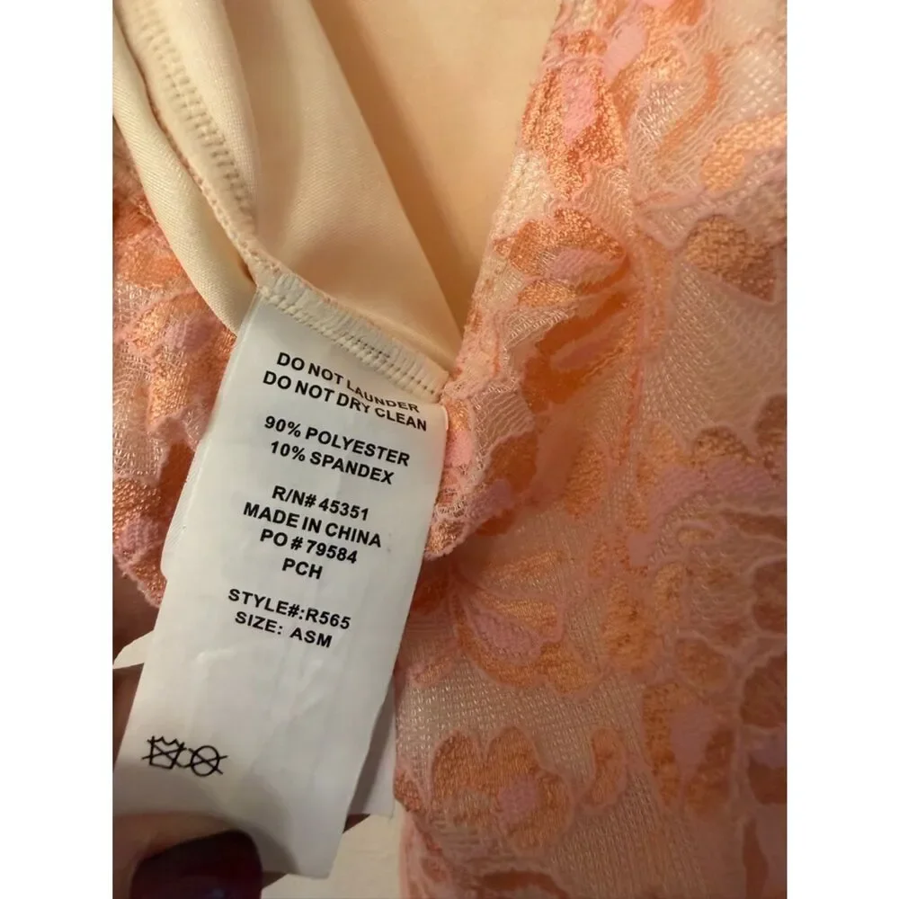 Curtain Call Dance Costume green pink peach pleaded skirt R565 SA-Small adult